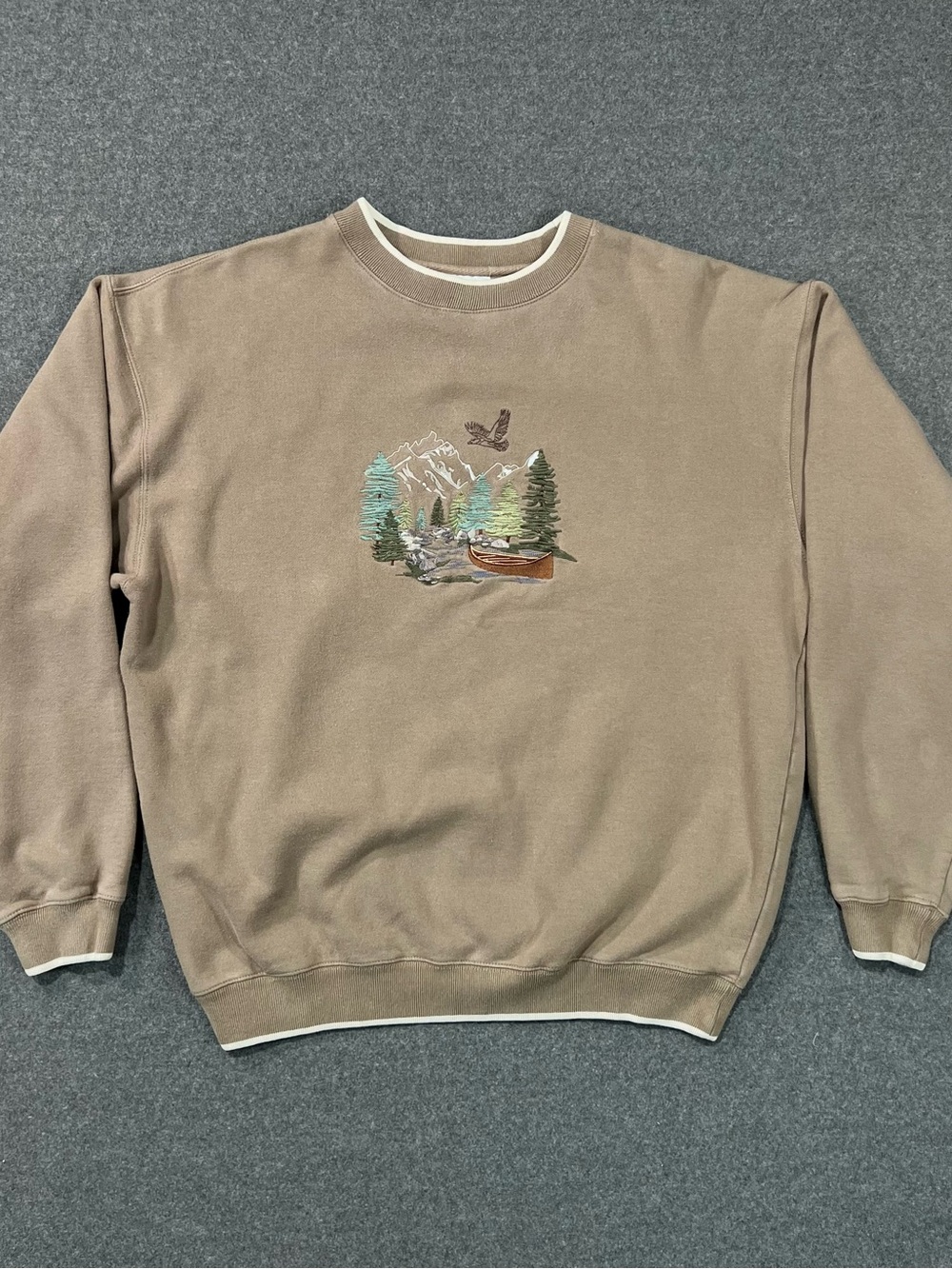 Vintage 90s M&C Sport Sweatshirt Mens Large Mountain Landscape Eagle Embroidered